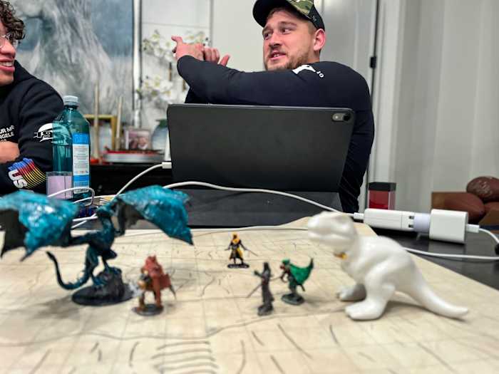 Teller talks and mimes his way through combat.